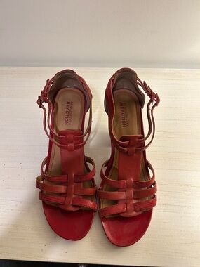 Kenneth Cole Reaction Red Multi-Strap Ankle Buckle Heels